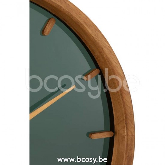 J Line Jline Jolipa 15193 Wandklok Rond Hout Glas Bruin Zwart Small