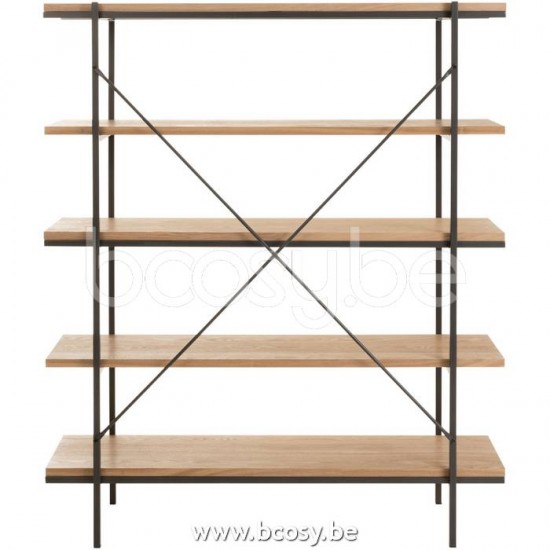 J Line Jline Jolipa 15219 Rek 5 Legplanken Hout Metaal Naturel