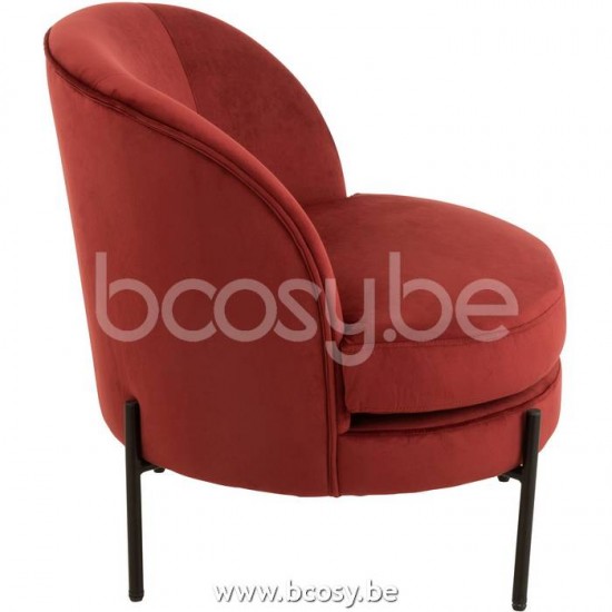 chaises lounges Jolipa J Line Jline Chaise Lounge Ronde Textile Metal Steen Rood
