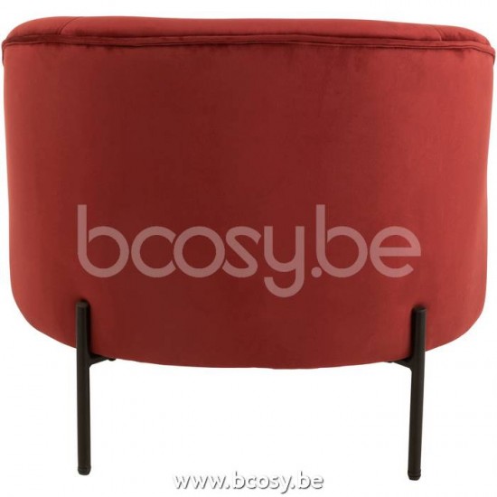 J Line Jline Jolipa 15391 Lounge Stoel Rond Textiel Metaal Steen Rood