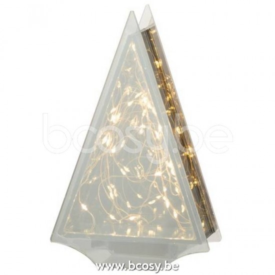 J Line 15439 Decoratie Led Driehoek Glas Goud Medium L15xB6xH25 cm kerstbomen
