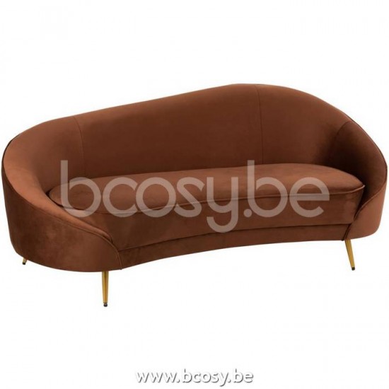 J Line 15457 Sofa Elisabeth Textiel Metaal Bruin L182xB86xH76 cm zitbanken divans