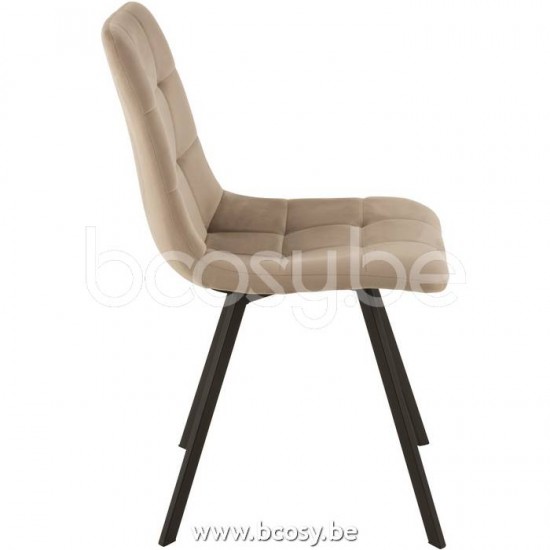 chaises de repas Jolipa J Line Jline Chaise Morgan Textile Metal Beige
