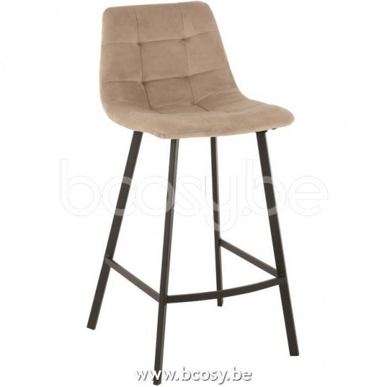 J Line 15469 Barstoel Olivier Textiel Metaal Beige L47xB43xH95 cm barstoelen
