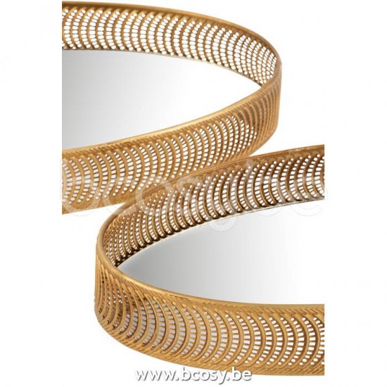 J Line Jolipa Set De 2 Plateaux Ovales Metal Miroir Or.
