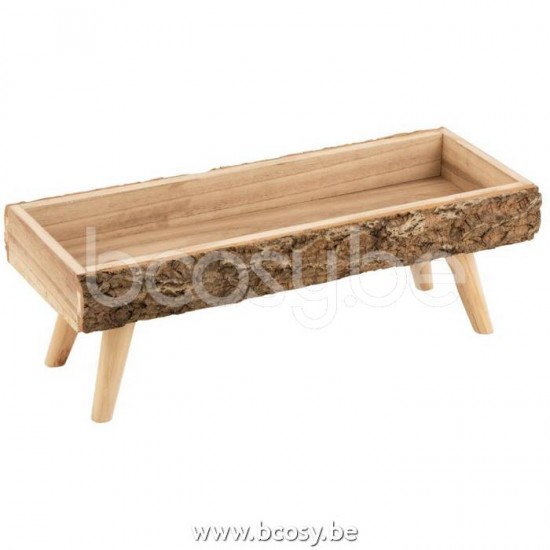 J Line 15553 Bloempot Op Voet Rechthoekig Paulownia Hout Naturel Large L75xB29xH25 cm bloempotten bloemvaas bloemvazen bloemenvaas bloemenvazen siervaas siervazen bloempotjes