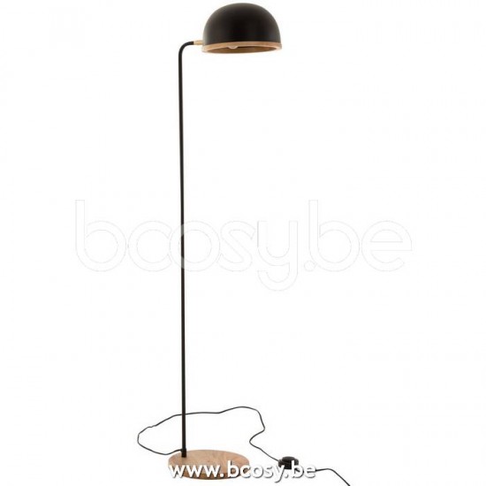 J Line 15654 Staande Lamp Evy Ijzer Hout Zwart Naturel L35xB35xH130 cm Vloerlampen Stalampen Staande Lampen Staanlampen