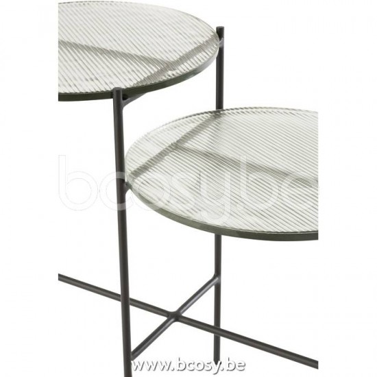 tables d appoint bouts de canapé Jolipa J Line Jline Table Gigogne 2 Niveaux Ronde Verre Metal Transparent Noir