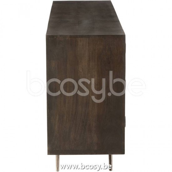 bahuts Jolipa J Line Jline Armoire Basse Ethnique 2 Portes 6 Tiroirs Bois De Manguier Marron