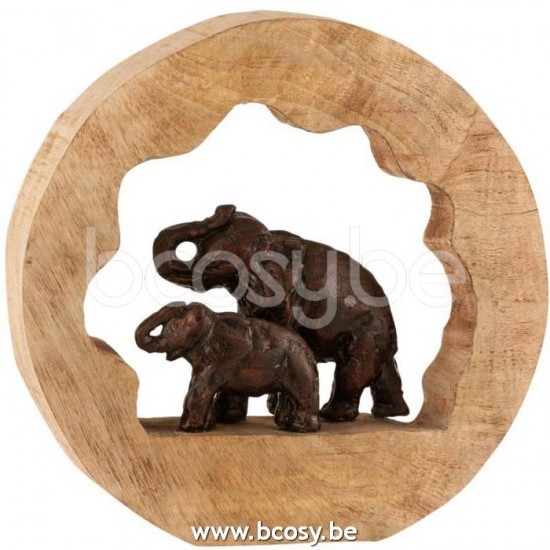 J Line 15800 Figuur Olifant Kind Mango Hout Aluminium Bronze Small L30xB7xH28 cm olifantjes olifanten