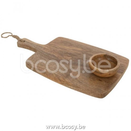 J Line 15827 Snijplank Kom Mango Hout Naturel L38xB20xH2 cm snijplanken snijplankjes