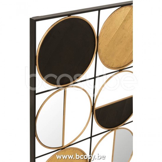 décorations murales Jolipa J Line Jline Decoration Murale Ronds Metal Verre Or Noir