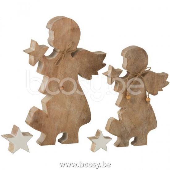 J Line Jline Jolipa 15899 Engel Ster Mango Hout White Wash Wit Large