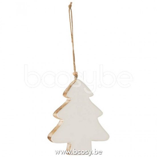 J Line Hanger Kerstboom Mango Hout Wit Large L16xB15xH2 cm JO15903.