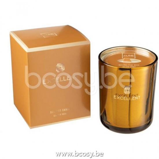 J Line 16102 Geurkaars Excellent Golden Honey Oker Medium 80U L11xB11xH14 cm geurkaarsen