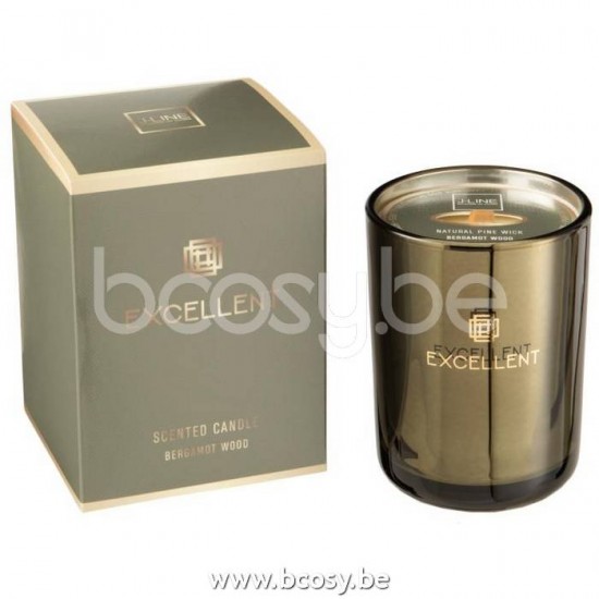 J Line 16121 Geurkaars Excellent Bergamot Wood Groen Small 50U L9xB9xH12 cm geurkaarsen