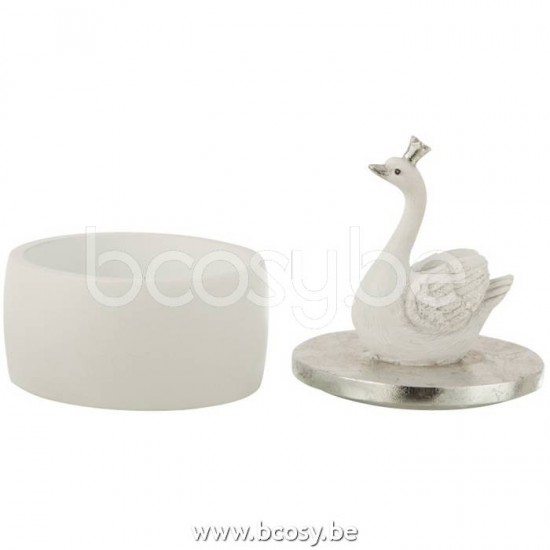 boites Jolipa J Line Jline Boite Cygne Resine Blanc Argent