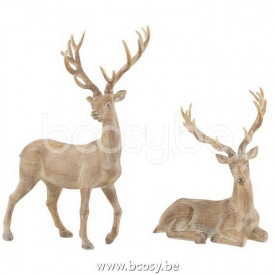 J Line Set 2 Rendier Poly Lichtbruin Small L18xB12xH21 cm rendieren elanden JO16438.