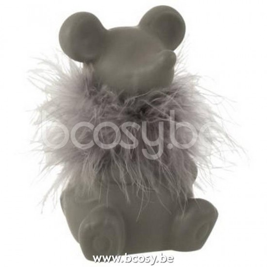 J Line 16653 Muis Keramiek Grijs Small L8xB7xH12 cm muizen