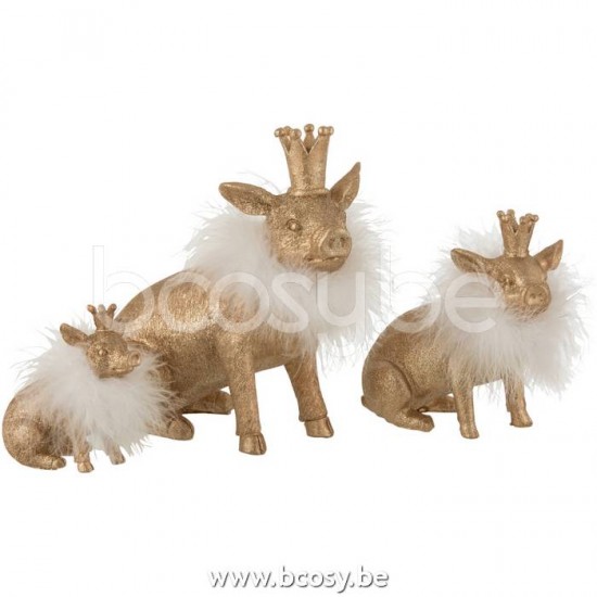 cochons statuettes Jolipa J Line Jline Cochon Couronne Resine Or Large