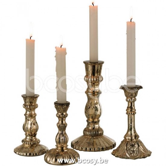 J Line Jline Jolipa 16857 Kandelaar Oriental Glas Zilver Large