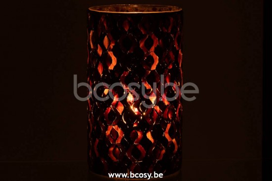 lanternes photophores Jolipa J Line Jline Photophore Motifs Verre Rose Fonce Large