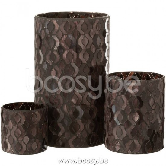 J Line Jline Jolipa 16867 Windlicht Patroon Glas Donkerroze Large