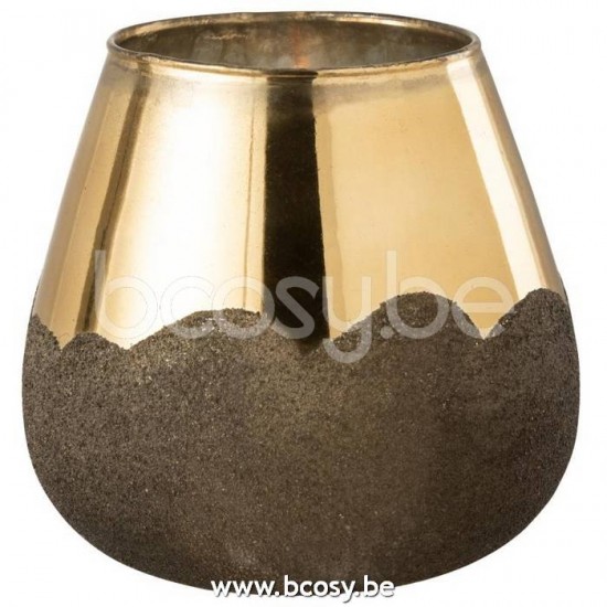 J Line 16910 Windlicht Nevada Glas Goud Large L18xB18xH18 cm windlichten