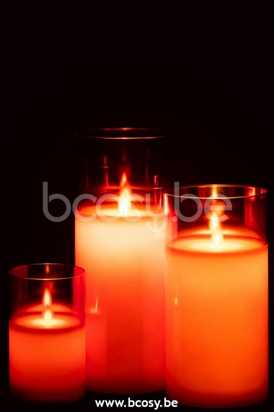 J Line Jline Ledlampe Glänzend Glas Rot Large kerzen