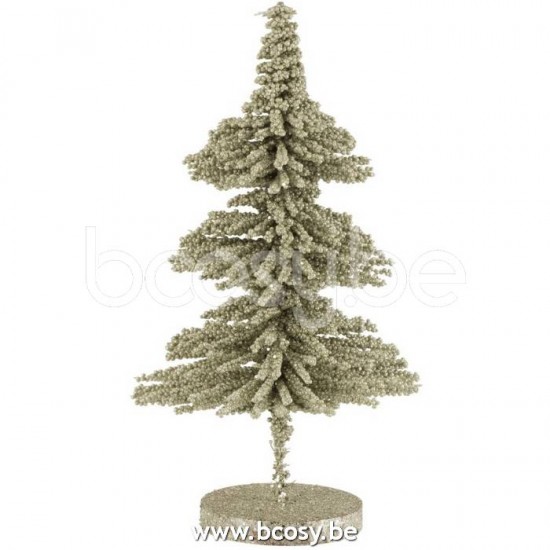 J Line 17096 Kerstboom Deco Plastiek Bolletjes Glitter Licht Groen Small L20xB20xH44 cm kerstbomen