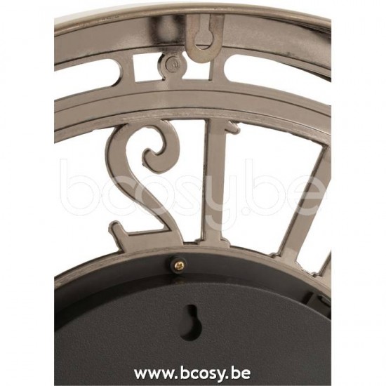 horloges murales Jolipa J Line Jline Horloge Chiffres Arabes Mecanisme Apparent Metal Verre Antique Gris