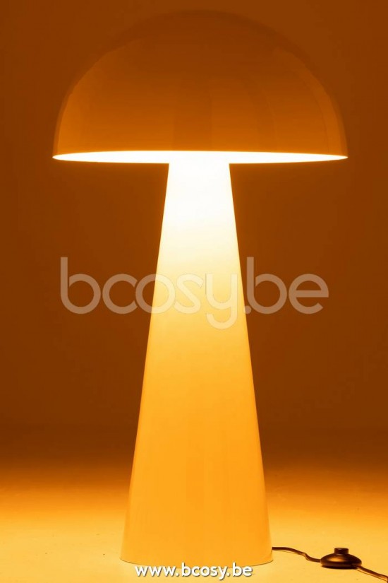 Lampadaires Lampes Raides Debouts Sur Pied De Sol Jolipa J Line Jline Lampe Champignon Metal Brillant Blanc Extra Large