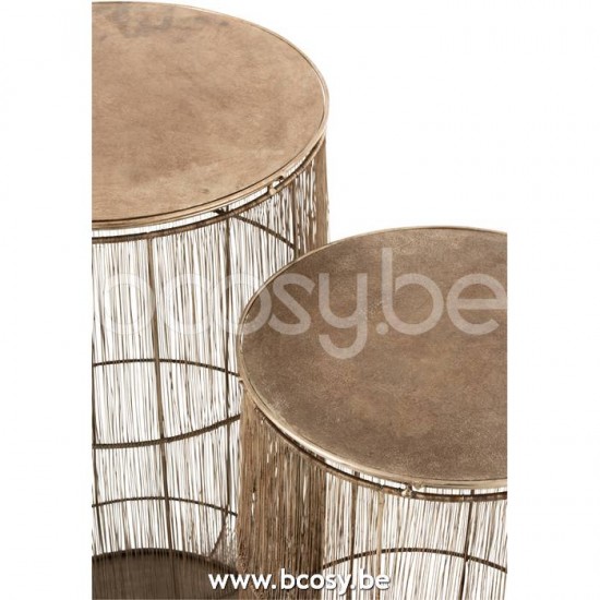 J Line Jline Jolipa 17246 Set Van 2 Bijzettafels Manden Hoog Antiek Bruin