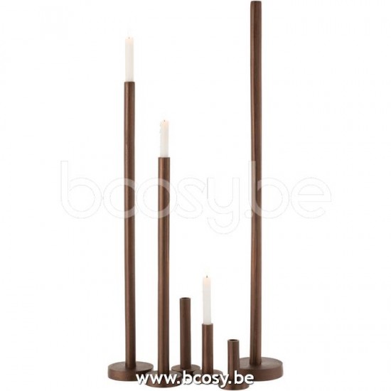 Jline Set Van 3 Kandelaars Hoog Modern Metaal Mat Donker Bruin.