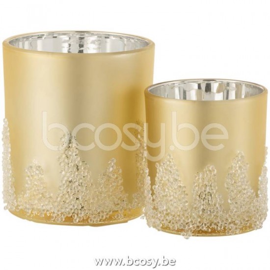 J Line Jline Jolipa 17443 T Lichthouder Suiker Frosted Goud Large