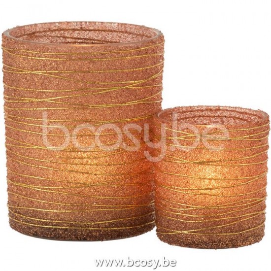 J Line Jline Tealight Holder Lines Glitter Glass Terracotta Gold Large tea lights holders