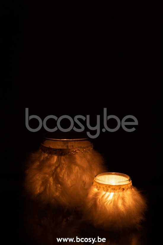 J Line Jline Teelichthalter Federn Weiß Glas Transparent Large t lichthalter teelichtleuchter teelichte