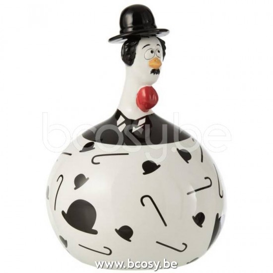 poules coqs poulets statuettes Jolipa J Line Jline Poule Chaplin Ceramique Blanc Noir Large Assortiment De 2