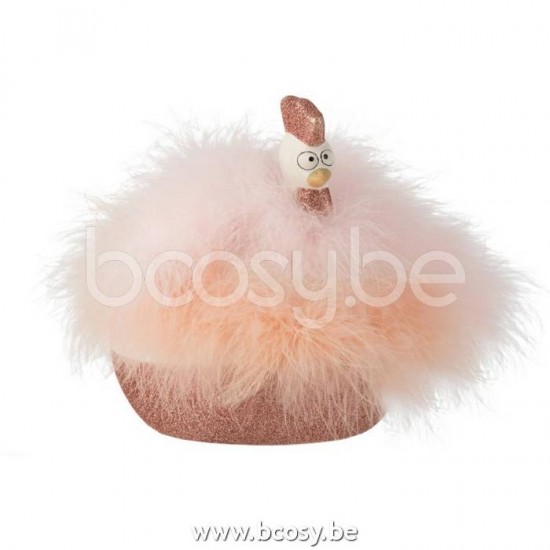 poules coqs poulets statuettes Jolipa J Line Jline Poule Plumes Ceramique Blanc Rose Large Assortiment De 2