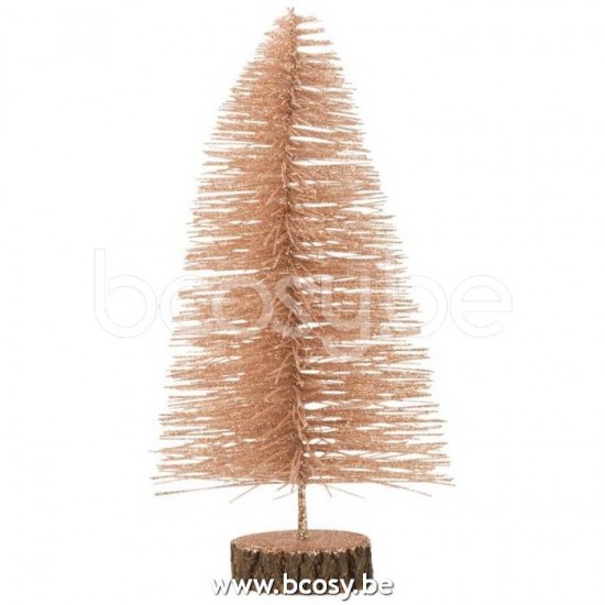 J Line 17616 Kerstboom Deco Plastiek Glitter Oud Roze Small L15xB15xH30 cm kerstbomen
