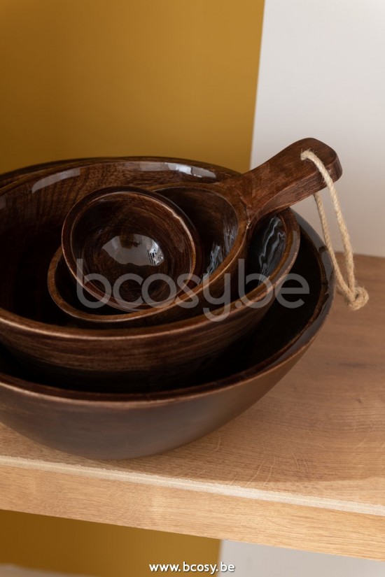 J Line Jline Ciotola Legno Mango Marrone Small Tazon Madera De Mango Marron Small