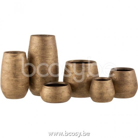 J Line vases Jolipa Vase Irregulier Rugueux Ceramique Or Large.