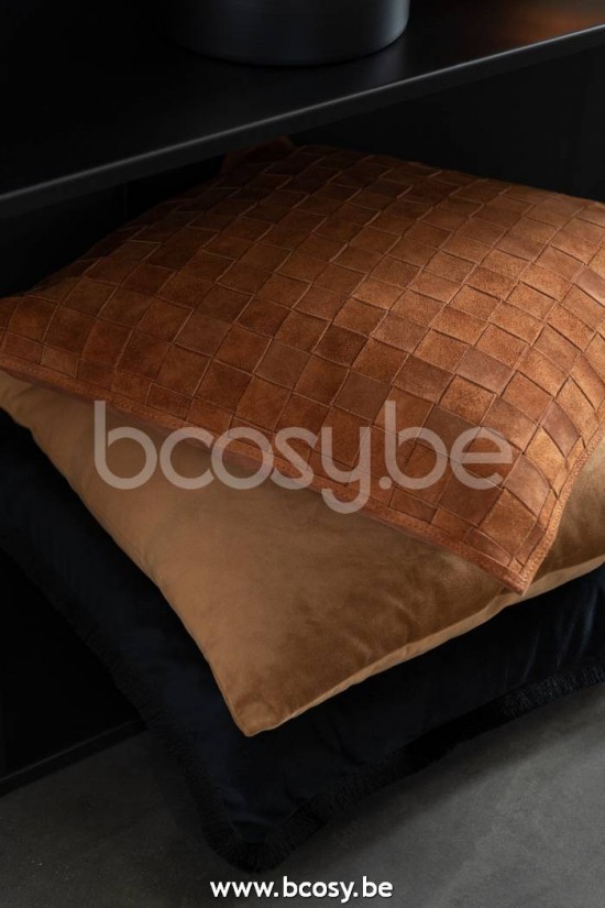 Jline Cojin Cuadrado Pequeno Cuero Coñac