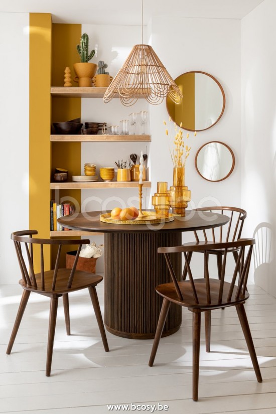 J Line Jline Specchio Rotondo Pelle Cognac Large Espejo Redondo Cuero Coñac Large