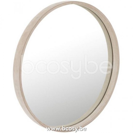 J Line 17933 Spiegel Rond Leder Beige Small L40xB40xH3 cm sierspiegels
