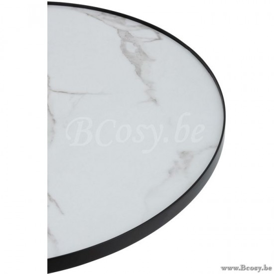 tables de salon basse Jolipa Jline Table Basse Ronde Mdf Fer Noir Blanc Marbré