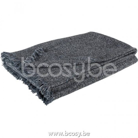 J Line 17986 Plaid Etnic Katoen Blauw L130xB170 cm plaids deken dekens dekentjes quilts