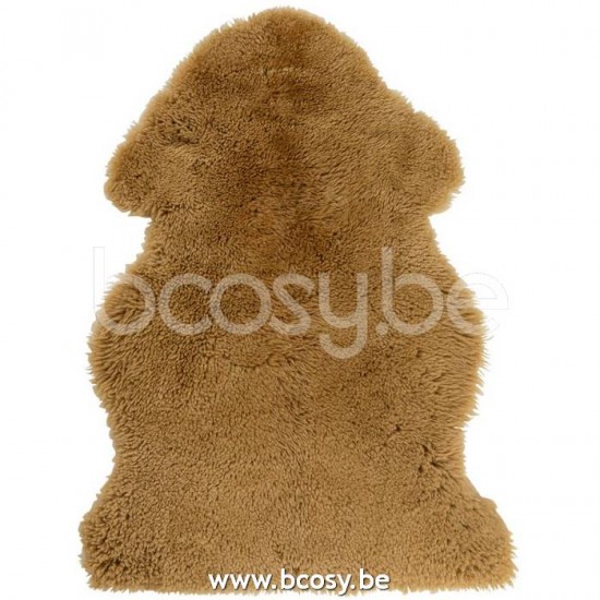 J Line 18026 Vloermat Schapenvel Oker L50xB80xH4 cm schapenvellen schaapsvellen schaapvellen schapevellen schapehuiden schapenvachten lamsvellen