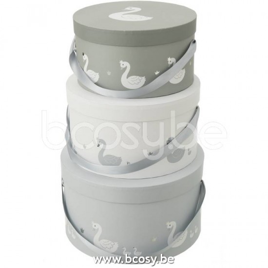 boites Jolipa J Line Jline Set De 3 Boite Cygne Papier Blanc Gris