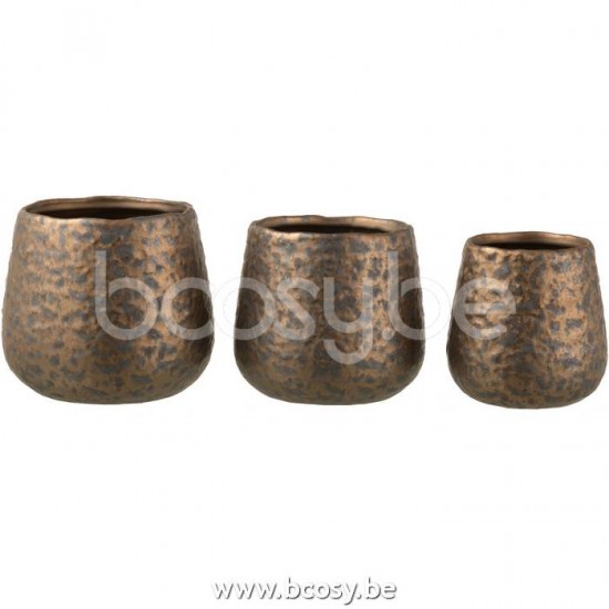 cachepots de fleur Jolipa J Line Jline Cachepot Taches Rond Ceramique Cuivre Large